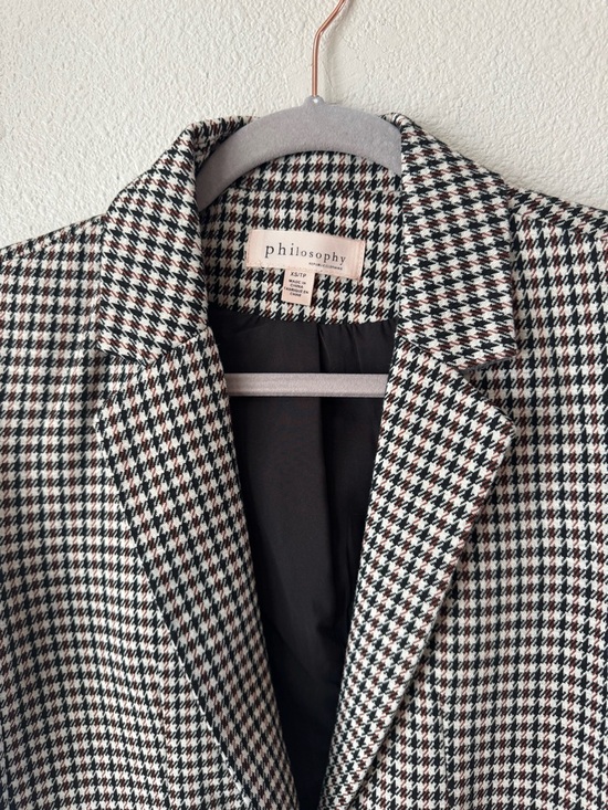 Philosophy Jackets & Blazers - Philosophy Houndstooth Blazer in Black, White & Brown Accent